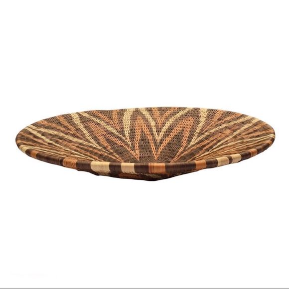 Botswana vintage African handmade decorative star pattern flat basket brown tan​ - Picture 8 of 10